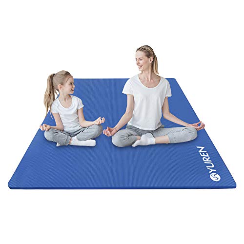 YUREN Esterilla Yoga 200×130cm 10mm Gruesa Colchoneta de Yoga Material Ecológico NBR Antideslizante Alfombrilla de Yoga Esterilla Pilates Esterilla Deporte (Azul)