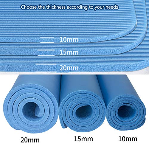 YUREN Esterilla Yoga 200×130cm 10mm Gruesa Colchoneta de Yoga Material Ecológico NBR Antideslizante Alfombrilla de Yoga Esterilla Pilates Esterilla Deporte (Azul)