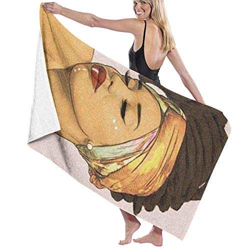 YUYUTE Toallas de Playa para Mujeres Hombres Microfiber African American Women Bath Towel Beach Blanket Quick Dry Towel for Travel Swim Pool Yoga Camping Gym Sport -32" X 52"