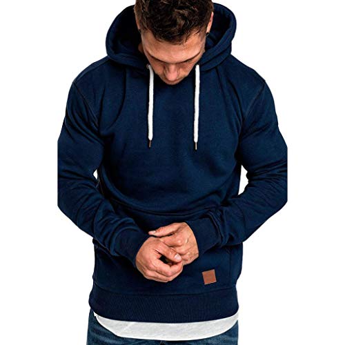 Yvelands ¡Oferta Sudaderas con Capucha para Hombre Cosy Sport Outwear Sudadera con Cremallera Completa Ecosmart Hoodie Casual Sweatshirt Top Blouse ¡Caliente!(Azul Marino,XXXL)