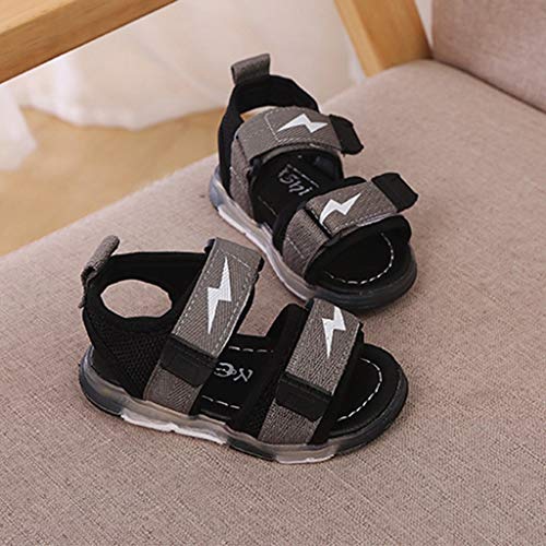 YWLINK Antideslizante Verano Fondo Blando CóModo El Comercio Exterior De NiñOs LED Luz Deportes Playa Zapatos Sandalias Luz Zapatos Rojo, Negro, Gris 21-30 Regalo