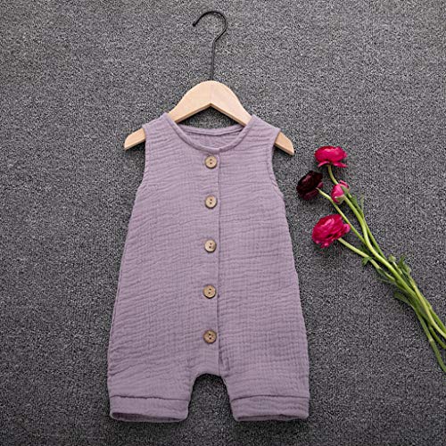 YWLINK Mono De Bebe,ReciéN Nacido Verano Mezcla De AlgodóN NiñO Sin Mangas Color SóLido Doblar Camisola Mono Lindo Ocio Y Confort Ropa De Bebe Fiesta CumpleañOs Regalo(Púrpura,6-12 meses/80)