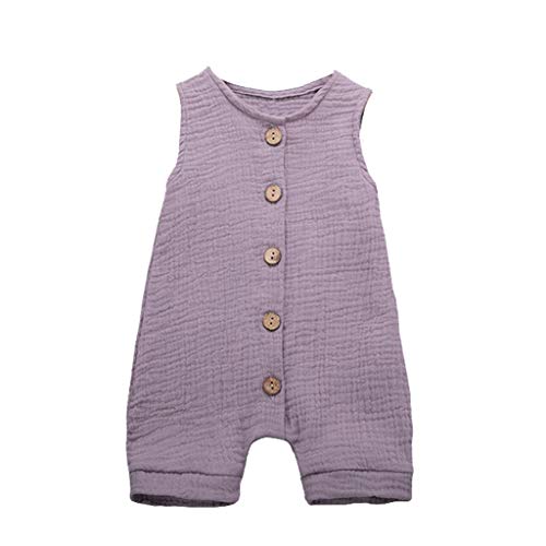 YWLINK Mono De Bebe,ReciéN Nacido Verano Mezcla De AlgodóN NiñO Sin Mangas Color SóLido Doblar Camisola Mono Lindo Ocio Y Confort Ropa De Bebe Fiesta CumpleañOs Regalo(Púrpura,6-12 meses/80)