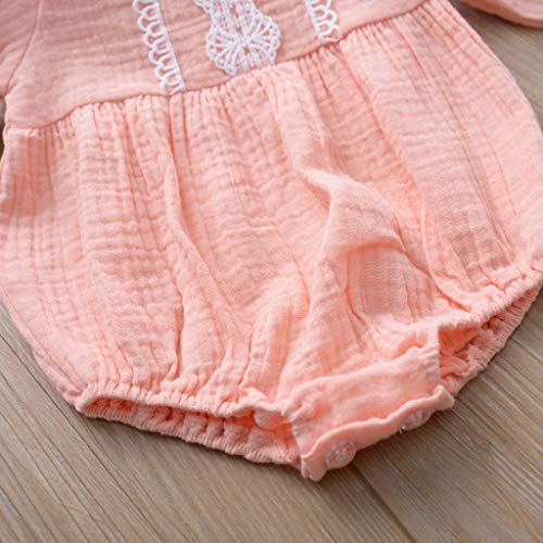 YWLINK Mono De Manga Larga para Bebé Comodo Encaje Mameluco Traje De CháNdal De Ocio Servicio A Domicilio Pijama Ropa para NiñOs Fiesta De Bautizo Primer Regalo De CumpleañOs(Rosado,0-6 meses/70)