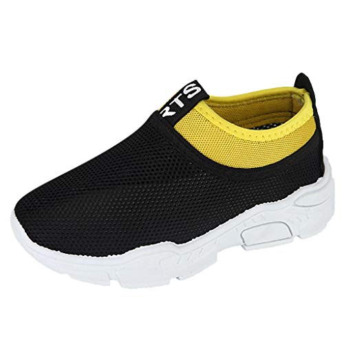 YWLINK NiñOs NiñAs Zapatos, Malla Colores Mezclados Zapatillas Casual Zapatos Al Aire Libre MontañIsmo Corriendo Moda Casual Antideslizante Transpirable Fiesta Regalo(Negro,31EU)