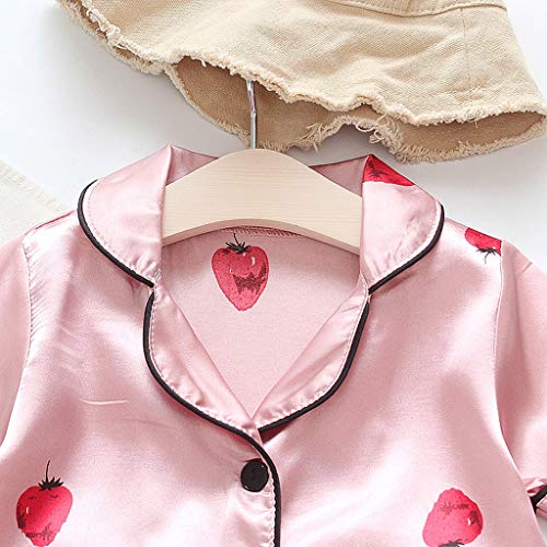 YWLINK Pijama De NiñO Y NiñA Camisa De Manga Corta De Dibujos Animados+Pantalones Cortos Mezcla De AlgodóN Servicio A Domicilio Ocio Encantador Ropa para NiñOs(Rosado,18-24 meses/100)