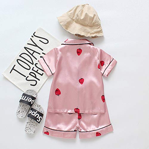 YWLINK Pijama De NiñO Y NiñA Camisa De Manga Corta De Dibujos Animados+Pantalones Cortos Mezcla De AlgodóN Servicio A Domicilio Ocio Encantador Ropa para NiñOs(Rosado,18-24 meses/100)