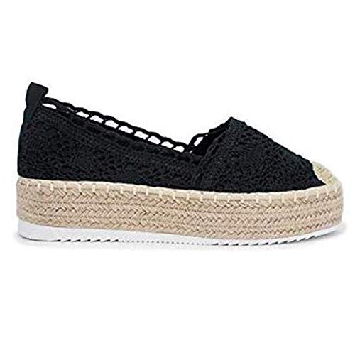 YWLINK Plataforma Hueca para Mujer Zapatos Casuales Color SóLido Transpirable CuñA Alpargatas Antideslizante CóModo Zapatos Romanos Bohemia TamañO Grande Fiesta Deportes Al Aire Libre(Negro,40EU)