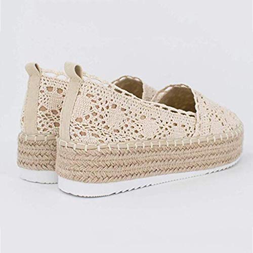 YWLINK Plataforma Hueca para Mujer Zapatos Casuales Color SóLido Transpirable CuñA Alpargatas Antideslizante CóModo Zapatos Romanos Bohemia TamañO Grande Fiesta Deportes Al Aire Libre(Beige,40EU)