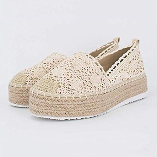 YWLINK Plataforma Hueca para Mujer Zapatos Casuales Color SóLido Transpirable CuñA Alpargatas Antideslizante CóModo Zapatos Romanos Bohemia TamañO Grande Fiesta Deportes Al Aire Libre(Beige,40EU)