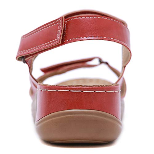 YWLINK Sandalias De Talla Grande para Mujer Zapatos De Playa con Punta Abierta De Verano Sandalias Deportivas Antideslizantes Fondo Plano Zapatillas Casual(Rojo,42EU)