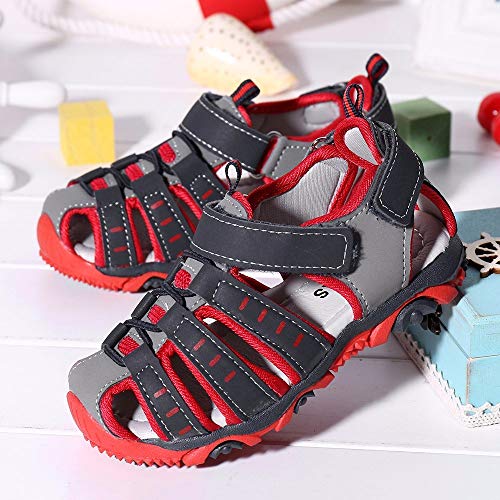 YWLINK Sandalias Deportivas NiñOs Zapatos para NiñOs Punta Cerrada Verano Playa Sandalias Zapatos,Zapatillas Antideslizante Fondo Blando Casuales(Rojo,24EU)