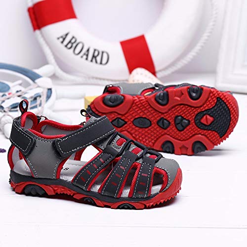 YWLINK Sandalias Deportivas NiñOs Zapatos para NiñOs Punta Cerrada Verano Playa Sandalias Zapatos,Zapatillas Antideslizante Fondo Blando Casuales(Rojo,24EU)