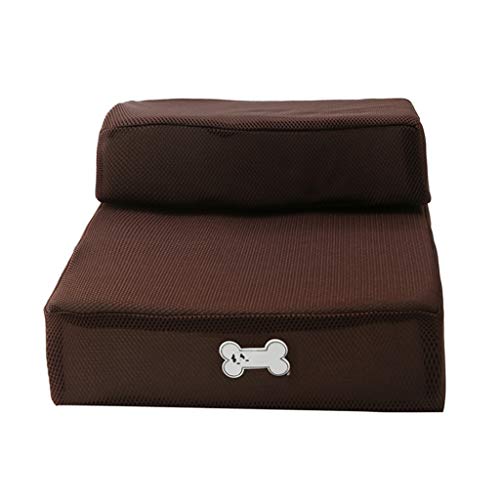 Yxsd Escaleras para Perros Mascotas Entrenamiento para Perros Plegable de Malla Transpirable Juego Escaleras Colchoneta de Esponja Escalera de Cama de Escalada, Colores Disponibles (Color : Brown)