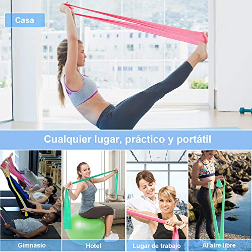 Zacro Bandas Elasticas Fitness 3 Pcs, 1.8M Banda de Resistencia de Fitness para Hombres y Mujeres, Ideal para Yoga, Pilates, Crossfit, Estiramiento, Entrenamiento de Fuerza, Culturismo, Fisioterapia