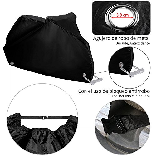 Zacro Funda para Moto/Cubierta de la Moto 190T Impermeable Cubierta Protectora UV los Agujeros del Acero Inoxidable al Aire Libre con el Bolso del Almacenaje (Negro)