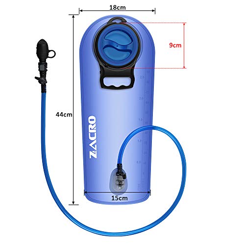 Zacro TPU Bolsa de Hidratación 2.5L, Mochila Hidratación Portátil sin BPA, Bolsa de Agua con Sistema de Auto-Bloqueo y Apertura Grande, para Ciclismo, Senderismo, Carrera, Escalada, Camping