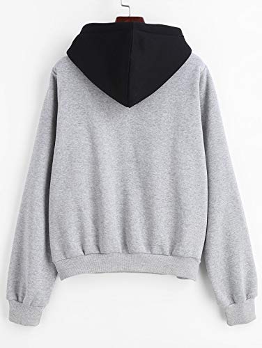 ZAFUL Sudaderas con Capucha Pullover para Mujer 2019 (Gris, S (EU.36))