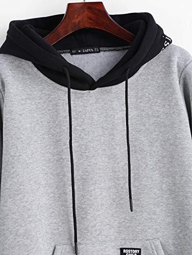 ZAFUL Sudaderas con Capucha Pullover para Mujer 2019 (Gris, S (EU.36))