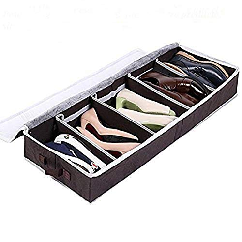 Zapatero Organizador de Zapatos Caja Plegable de Almacenaje de Zapatos para Debajo de la Cama, Armario, Color Marrón