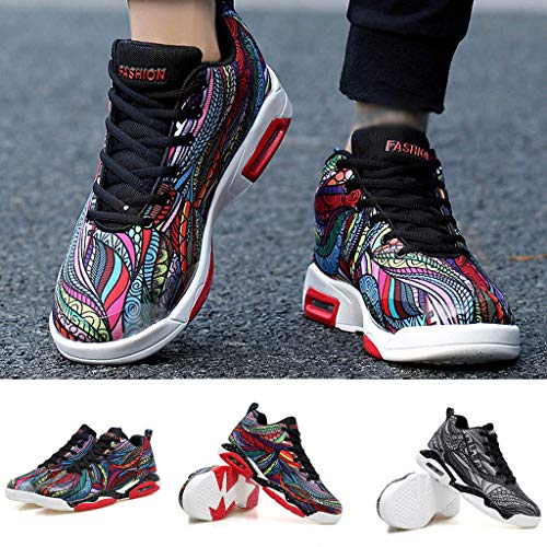 Zapatillas De Deporte De Hombres Plataforma Alta Zapatos Casuales con Cordones Tejido De Malla Colores Mezclados Zoelove