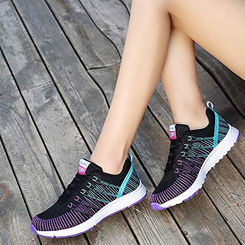 Zapatillas de Deporte Respirable para Correr Deportes Zapatos Running Cojines de Aire Calzado Mecedora Net para Estudiante Volar Zapatos Deportivas de Mujer Gimnasia Ligero Sneakers Atletismo riou