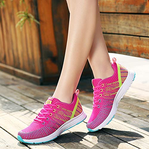 Zapatillas de Deporte Respirable para Correr Deportes Zapatos Running Cojines de Aire Calzado Mecedora Net para Estudiante Volar Zapatos Deportivas de Mujer Gimnasia Ligero Sneakers Atletismo riou