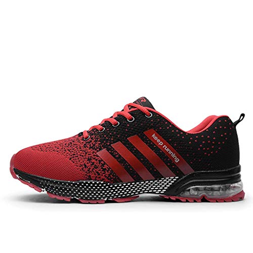 Zapatillas de Deporte Respirable para Correr Deportes Zapatos Running Hombre, Logobeing Calzado Casual de Camuflaje Calzado de Estudiante de Baja Ayuda Seguridad Deportivo Hombre (42,Rojo #2)