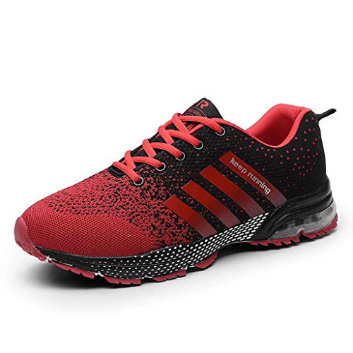 Zapatillas de Deporte Respirable para Correr Deportes Zapatos Running Hombre, Logobeing Calzado Casual de Camuflaje Calzado de Estudiante de Baja Ayuda Seguridad Deportivo Hombre (42,Rojo #2)