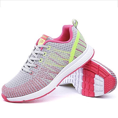 Zapatillas de Deportivos de Running para Mujer Gimnasia Ligero Sneakers Gris-Amarillo 40