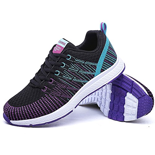 Zapatillas de Deportivos de Running para Mujer Gimnasia Ligero Sneakers Morado 38