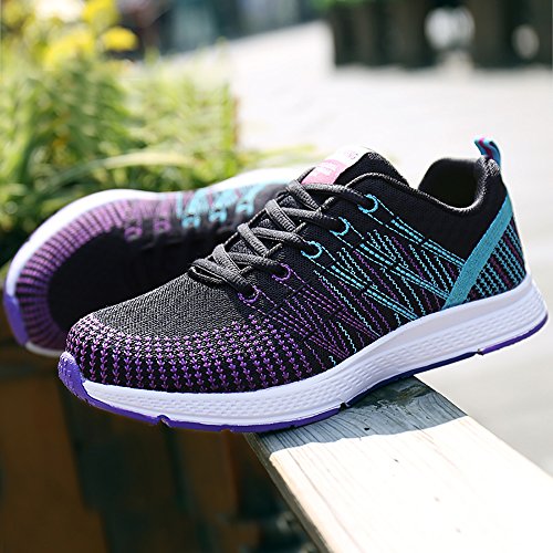 Zapatillas de Deportivos de Running para Mujer Gimnasia Ligero Sneakers Morado 38