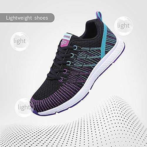 Zapatillas de Deportivos de Running para Mujer Gimnasia Ligero Sneakers Morado 38