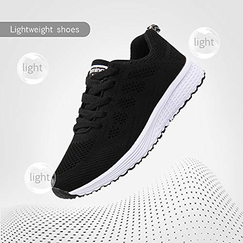 Zapatillas de Deportivos de Running para Mujer Gimnasia Ligero Sneakers Negro Azul Gris Blanco 35-40 Negro 38