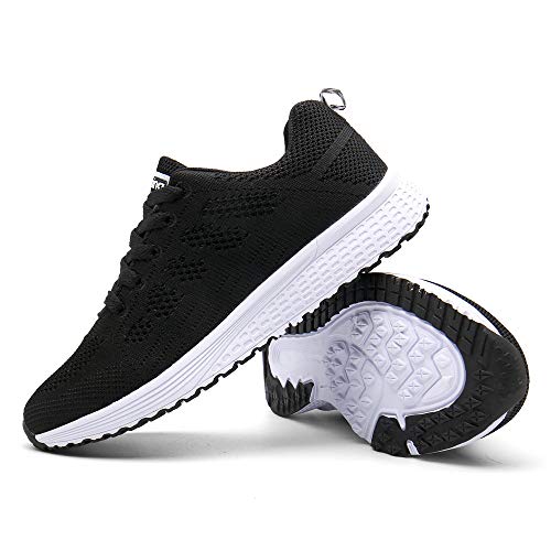 Zapatillas de Deportivos de Running para Mujer Gimnasia Ligero Sneakers Negro Azul Gris Blanco 35-40 Negro 40
