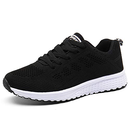 Zapatillas de Deportivos de Running para Mujer Gimnasia Ligero Sneakers Negro Azul Gris Blanco 35-40 Negro 41