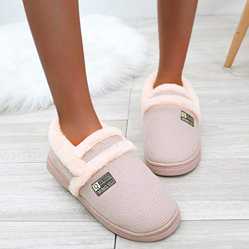 Zapatillas de Estar por casa de Algodón para Mujer Cómodas Pantuflas Invierno Antideslizante Mujeres Hombres Parejas Cloud Flock Zapatillas Antideslizantes cálidas para el Piso Zapatillas de casa