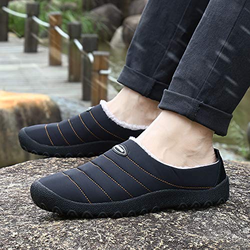 Zapatillas de Estar por Casa Mujer Hombre, Invierno Zapatos de Casa con Forro de Piel - Cálidas y Cómodas - con Suela Antideslizante para Exterior e Interior,Negro 37