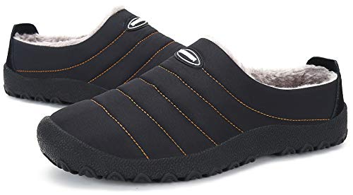 Zapatillas de Estar por Casa Mujer Hombre, Invierno Zapatos de Casa con Forro de Piel - Cálidas y Cómodas - con Suela Antideslizante para Exterior e Interior,Negro 37