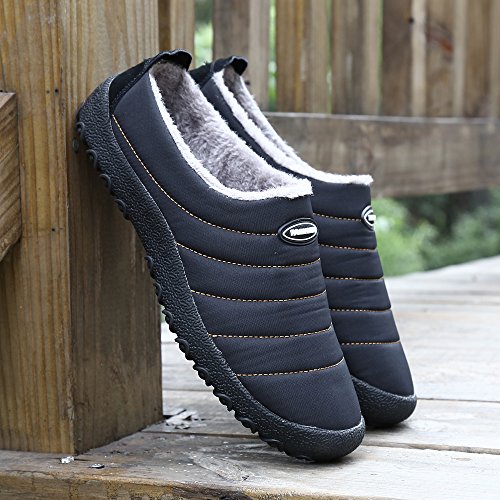 Zapatillas de Estar por Casa Mujer Hombre, Invierno Zapatos de Casa con Forro de Piel - Cálidas y Cómodas - con Suela Antideslizante para Exterior e Interior,Negro 37