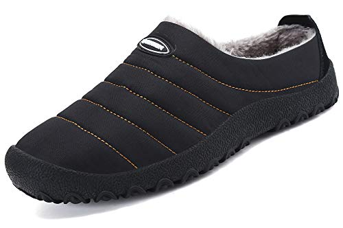 Zapatillas de Estar por Casa Mujer Hombre, Invierno Zapatos de Casa con Forro de Piel - Cálidas y Cómodas - con Suela Antideslizante para Exterior e Interior,Negro 37