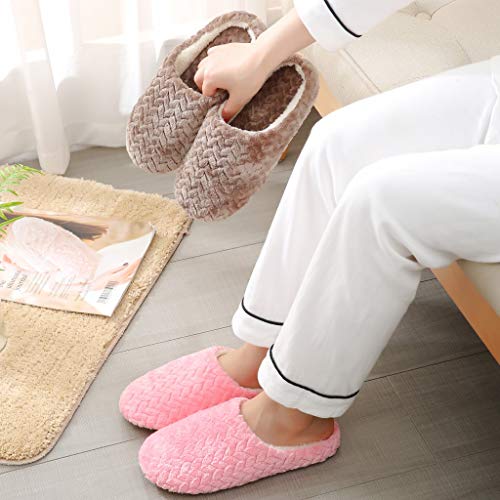 Zapatillas de Estar por casa para Mujer Impermeables de Pantuflas Térmicos de Invierno Suave Algodón Casa Zapatos Cómodo Y Antideslizante Zapatillas de casa de Zapatillas cálidas para Hombre