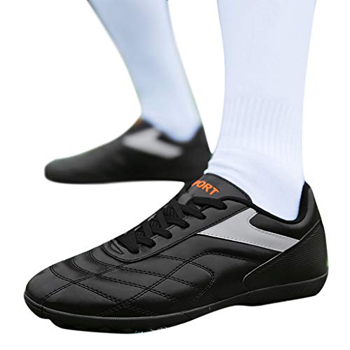 Zapatillas de Fútbol para Hombre Training PAOLIAN Botas de Fútbol Adolescentes Adultos Piel PU Zapatos de Deporte para Niños Sala con Tacos Spike Calzado de fútbol Mujer de Caucho (43 EU, Negro)