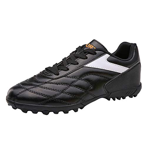 Zapatillas de Fútbol para Hombre Training PAOLIAN Botas de Fútbol Adolescentes Adultos Piel PU Zapatos de Deporte para Niños Sala con Tacos Spike Calzado de fútbol Mujer de Caucho (43 EU, Negro)