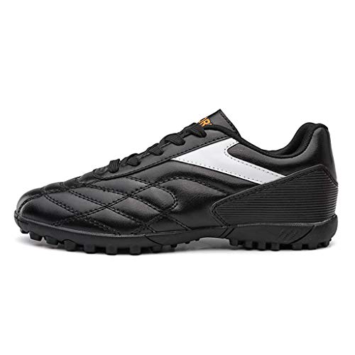 Zapatillas de Fútbol para Hombre Training PAOLIAN Botas de Fútbol Adolescentes Adultos Piel PU Zapatos de Deporte para Niños Sala con Tacos Spike Calzado de fútbol Mujer de Caucho (43 EU, Negro)