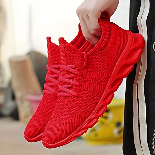 Zapatillas de Running para Hombre Casual Tenis Asfalto Zapatos Deporte Fitness Gym Correr Gimnasio Deportives Transpirables Seguridad Atlético Trekking Bambas Plataform Sneakers Rojo 45 EU