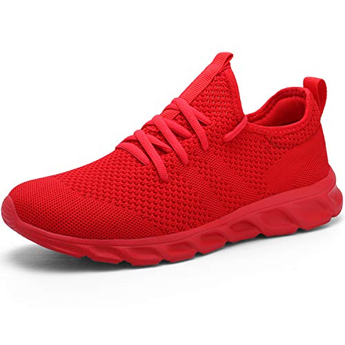 Zapatillas de Running para Hombre Casual Tenis Asfalto Zapatos Deporte Fitness Gym Correr Gimnasio Deportives Transpirables Seguridad Atlético Trekking Bambas Plataform Sneakers Rojo 45 EU