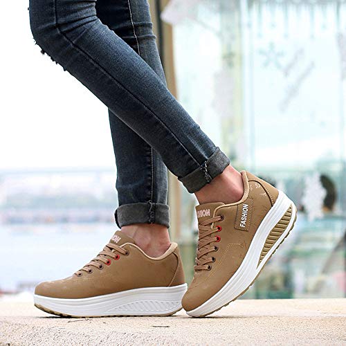 Zapatillas Deportivas Mujer Fannyfuny Zapatillas Deportivas Cuña Zapatos Wedge Sneakers Moda de Malla de Aumento de Zapatos Fondo de balancín Zapatillas 35-40