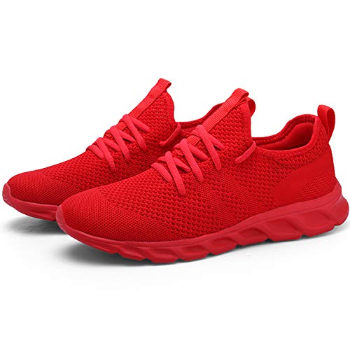 Zapatillas Deportivas Running de Mujer para Correr Asfalto Zapatos Gimnasia Deporte Fitness Casual Transpirables Seguridad con Cordones Atlético Gym Trekking Sneakers Plataform Calzado Rojo 39 EU