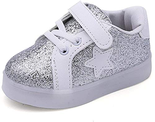 Zapatillas para Bebés Calzado Niños Lentejuela de imitación Luminoso LED Suave Terciopelo Botas Zapatilla de Deporte Zapatos Sneakers con Luces ZARLLE